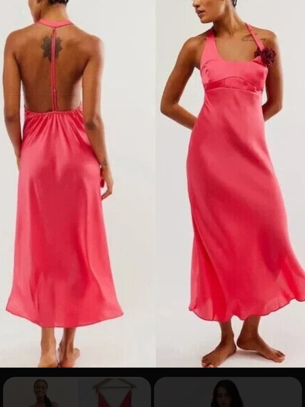 Free People Coral Pink Halter Slip Dress